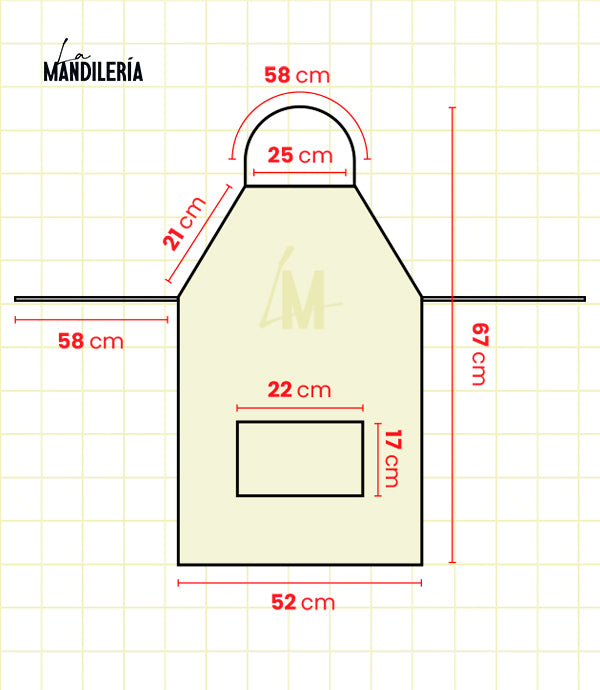 Mandil Básico con bolsa delantera Rojo